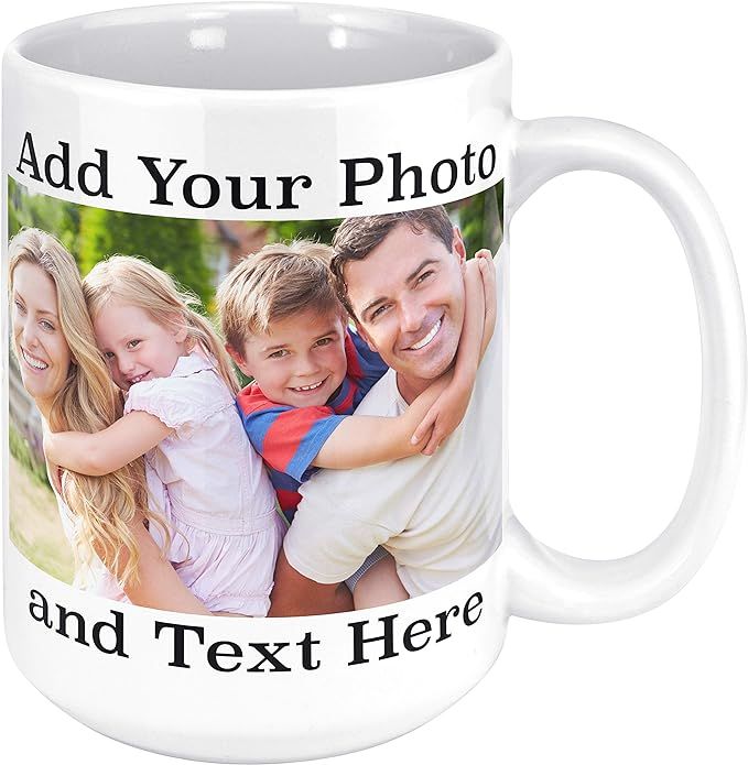 Custom Photo Coffee Mugs, 15 oz. Personalized Mugs w/ Picture, Text, Name - Personalized Gifts fo... | Amazon (US)