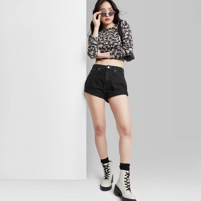 Women's Super-High Rise Rolled Cuff Mom Jean Shorts - Wild Fable™ | Target