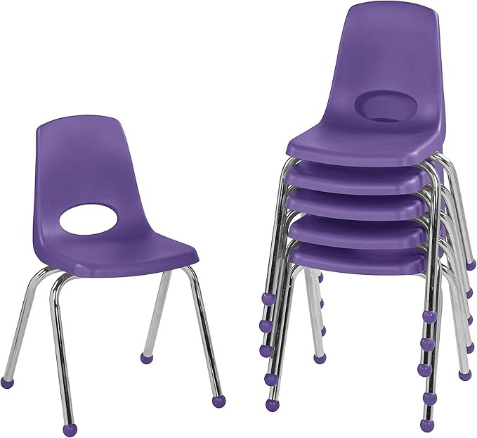 FDP 16" School Stack Chair,Stacking Student Seat with Chromed Steel Legs and Ball Glides For In-H... | Amazon (US)