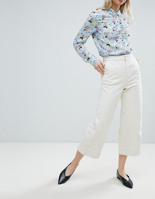 Monki wide leg culotte jeans with organic cotton in off white | ASOS US