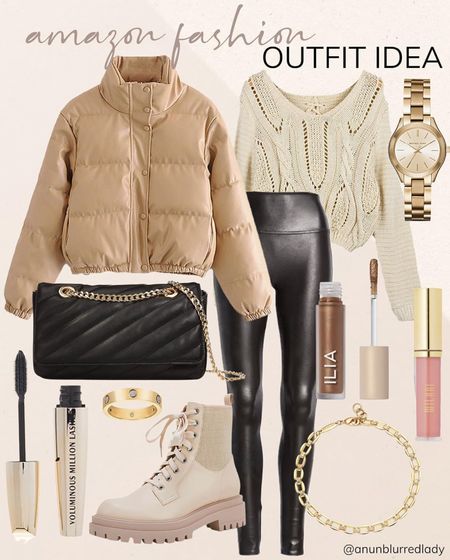 Cute but warm amazon outfit idea with a shiny short puffer jacket and faux leather leggings! #Founditonamazon #amazonfashion Amazon fashion outfit inspiration 

#LTKfindsunder100 #LTKstyletip #LTKfindsunder50