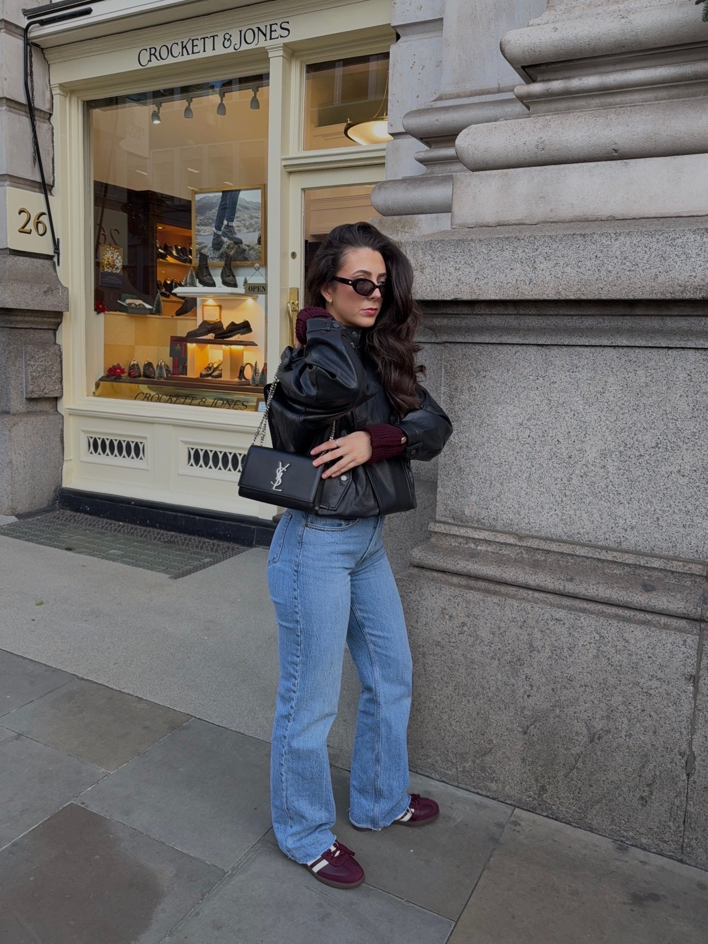 Sometimes casual 👟 I wear size w25 long in the jeans, small in the jacket and trainers come up true to size! Linked everything below / winter outfit inspo, Abercrombie jeans, Curve Love 90s relaxed jeans, leather jacket, burgundy jumper 

#LTKSeasonal #LTKTall #LTKootd