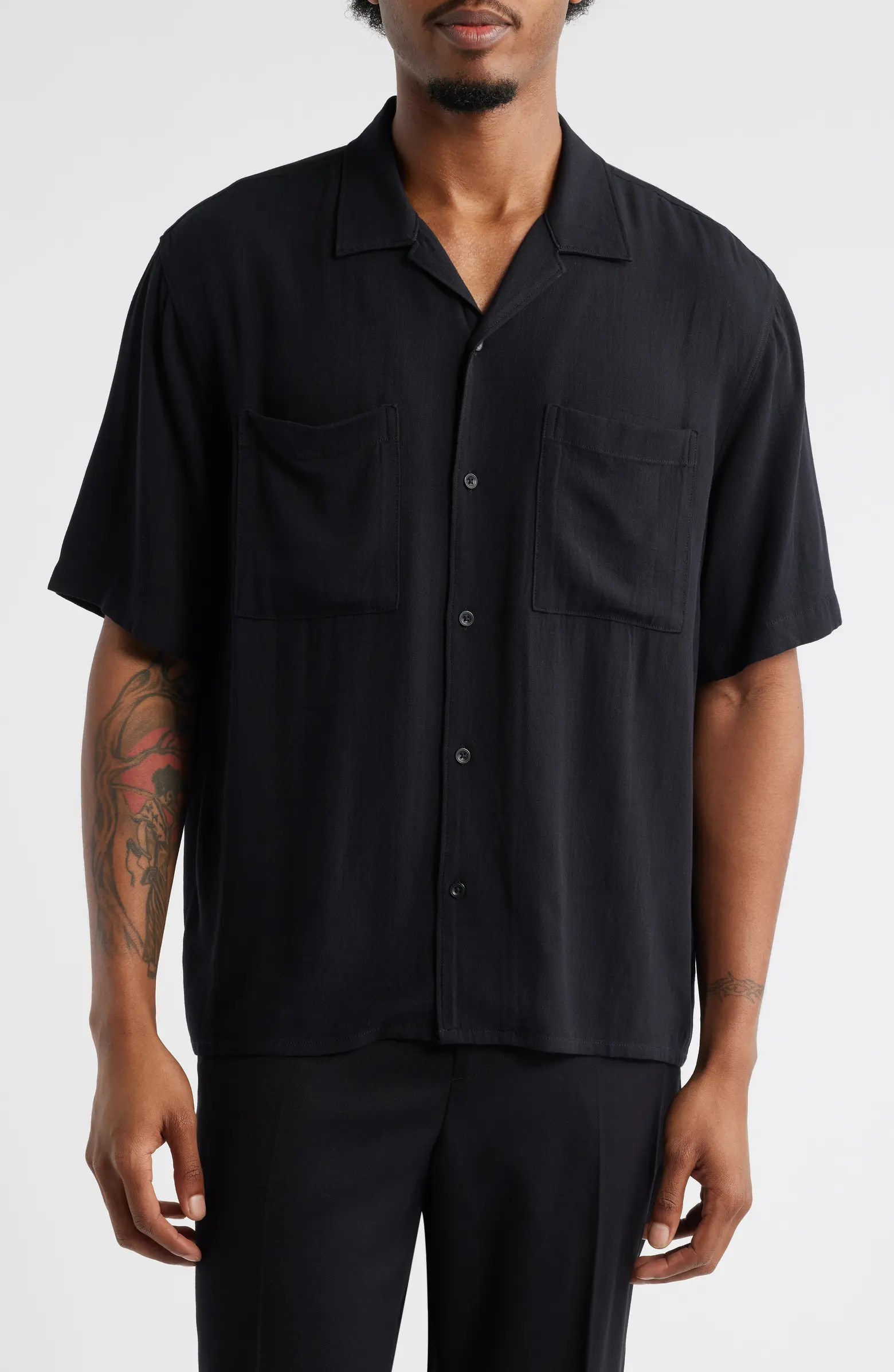 Open Edit Solid Camp Shirt | Nordstrom | Nordstrom