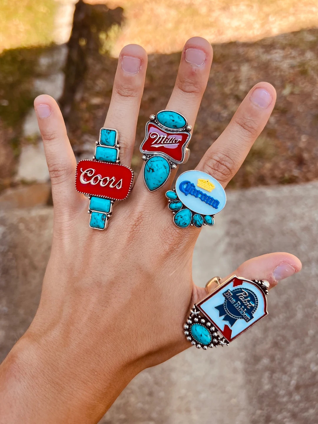 Turquoise Beer Logo Ring - Etsy | Etsy (US)