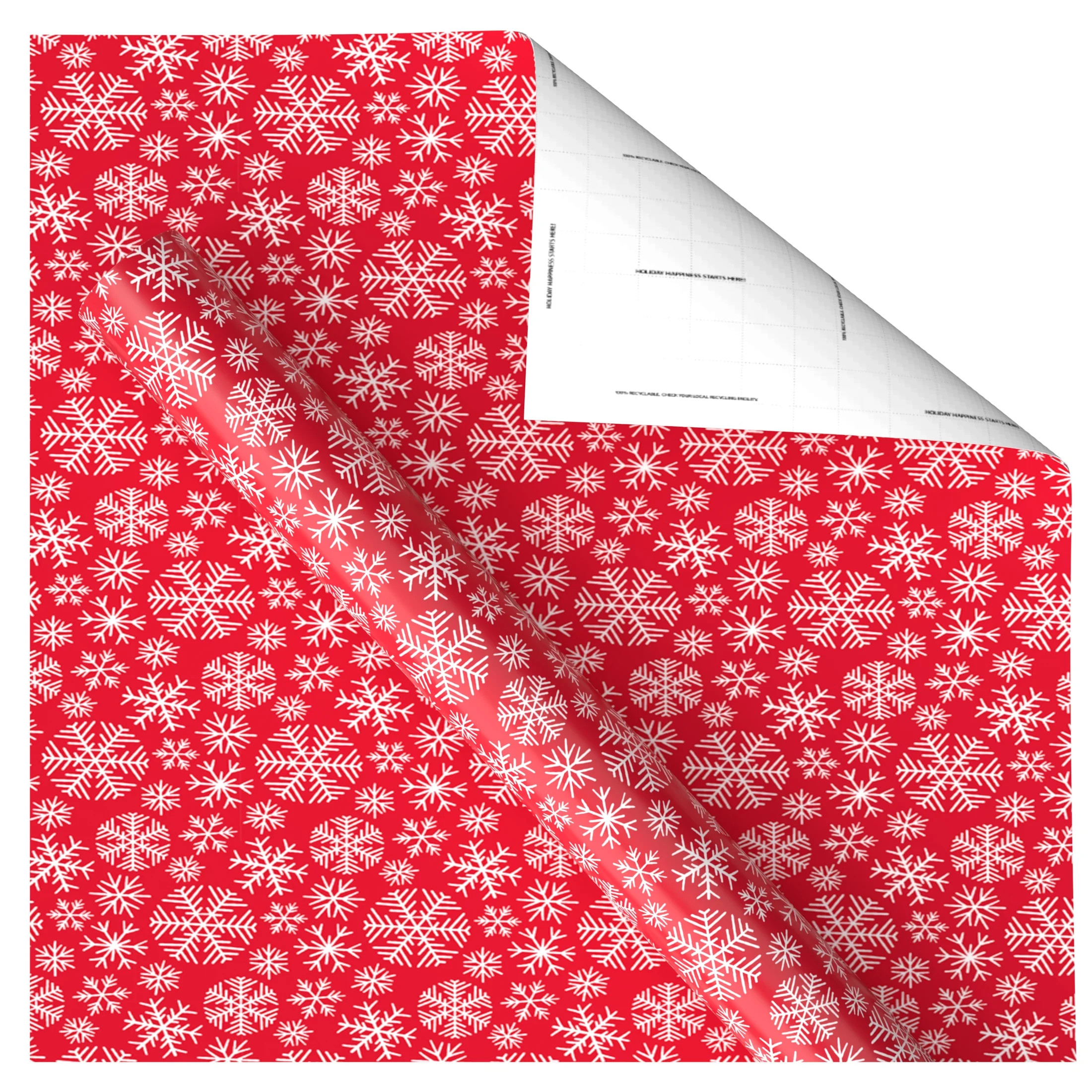 Red and White Snowflakes Christmas Wrapping Paper, 120 sq ft, by Holiday Time | Walmart (US)
