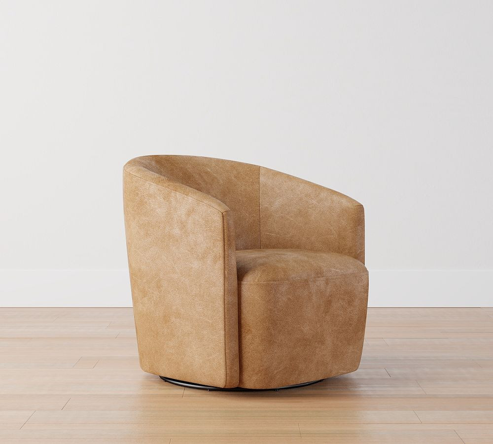 Preston Leather Swivel Armchair | Pottery Barn (US)
