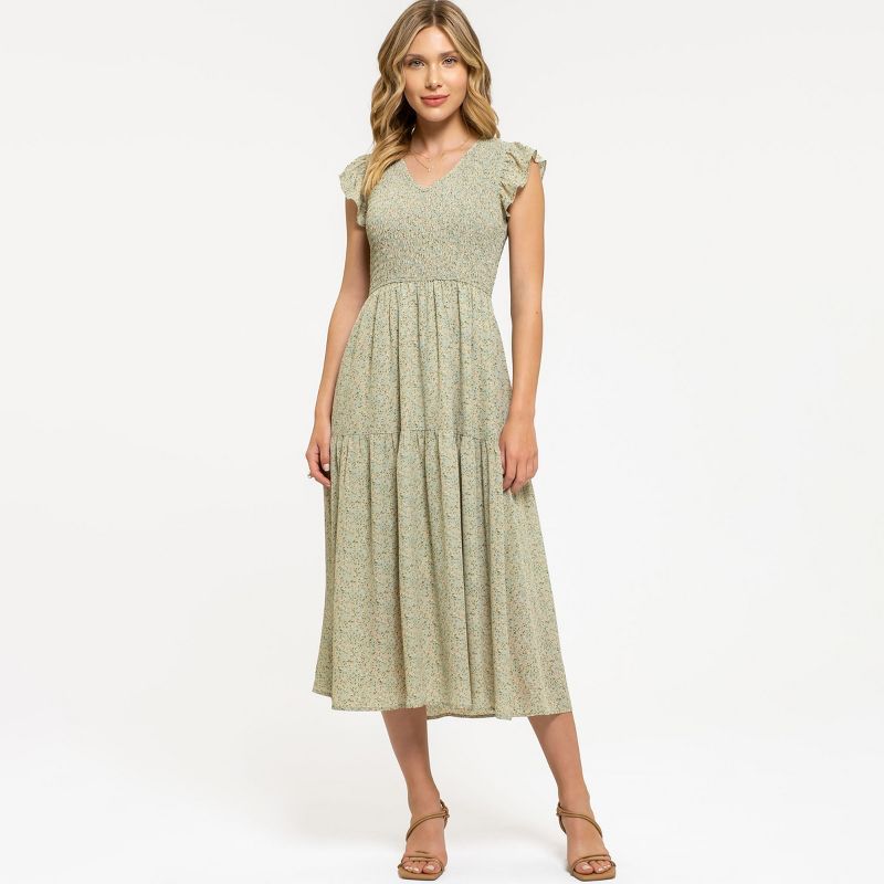 August Sky Women's Smocked Floral V-Neck Dress | Target