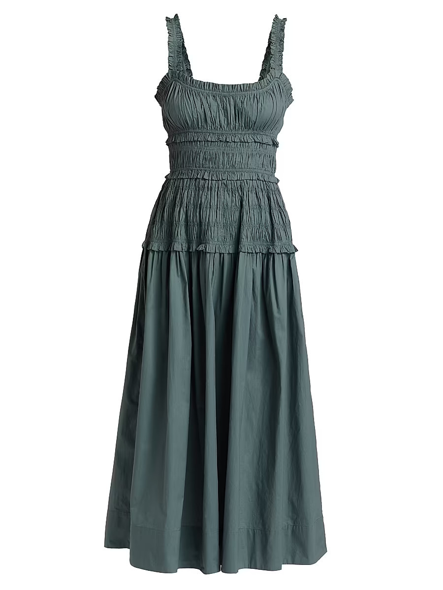 Women's Marianne Smocked Midi-Dress - Lagoon - Size XXS | Saks Fifth Avenue