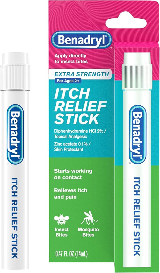 Benadryl Itch Relief Stick Extra Strength, Rashes, Insect and Bug Bites, Fits in Backpack or Firs... | Amazon (US)