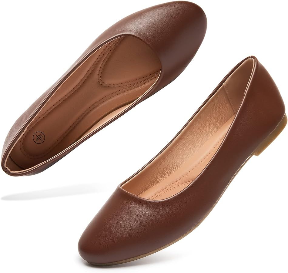 Hash Bubbie Women's Flats Shoes Ballet Flats Dress Shoes Comfortable PU Leather Slip on Shoes for... | Amazon (US)