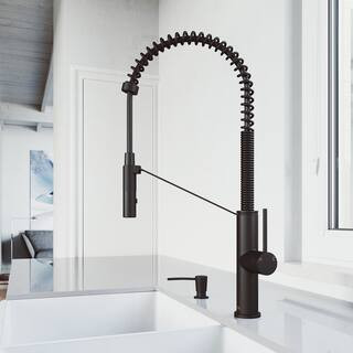 VIGO Livingston Single-Handle Pull-Down Sprayer Kitchen Faucet with Soap Dispenser in Matte Black | The Home Depot