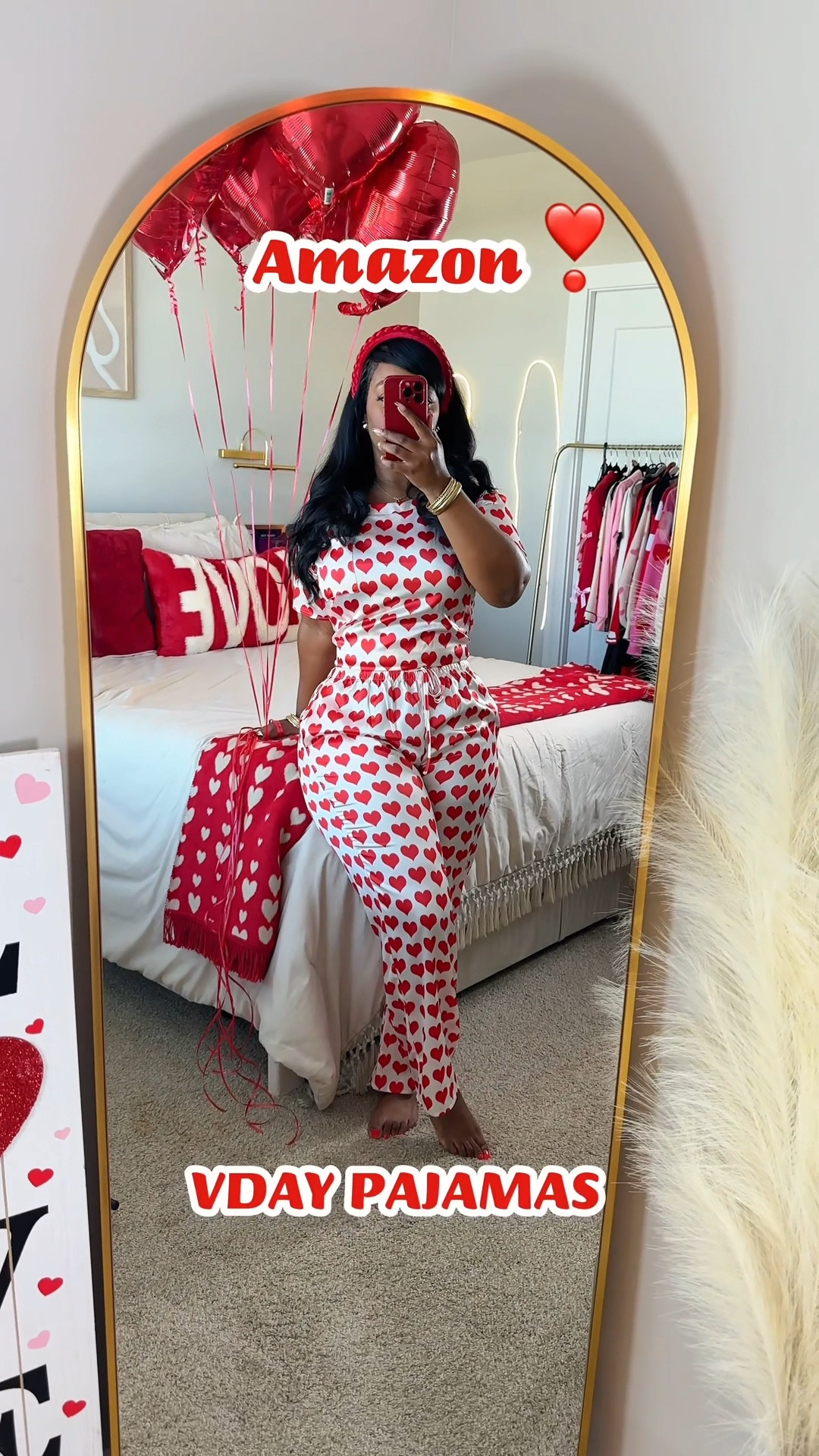 ❣️I’m 5’2 wearing a size Small in the heart pajamas and a size Medium in the Pink Love Pajamas. They have an elastic waistband, pockets, and relaxed fit wide leg fit. I tied both in the back.

#LTKSeasonal #LTKFindsUnder50 #LTKStyleTip
