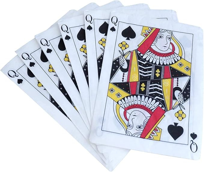 Casino Party Paper Napkins - 50 Pack Queen of Spades Playing Card Shaped Disposable Paper Party N... | Amazon (US)