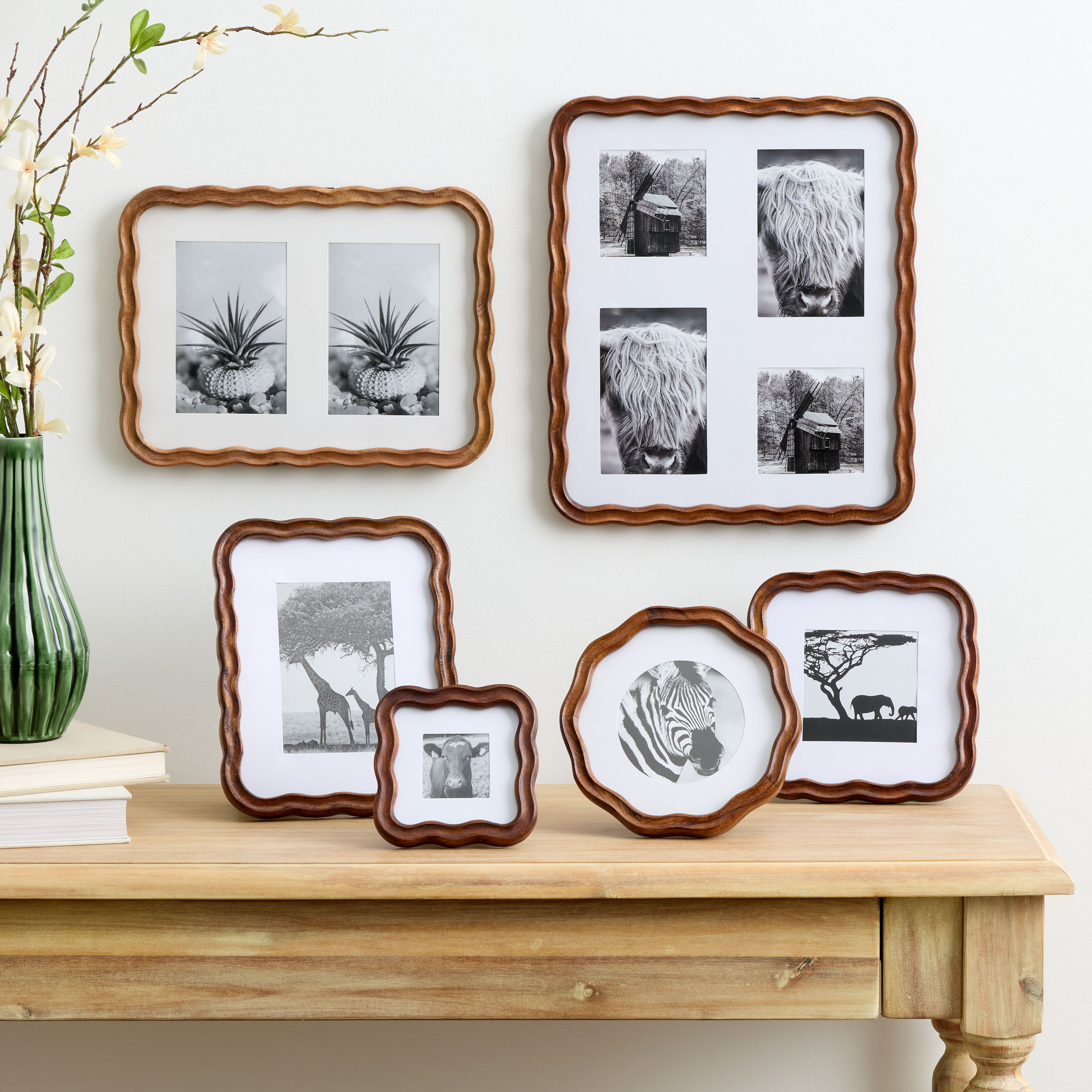 Walnut Acacia Wood Scalloped Frame Collection | World Market