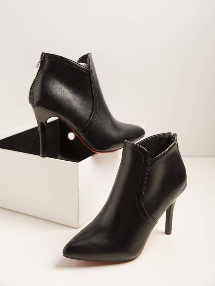 Point Toe Stiletto Heeled Ankle Boots | SHEIN
