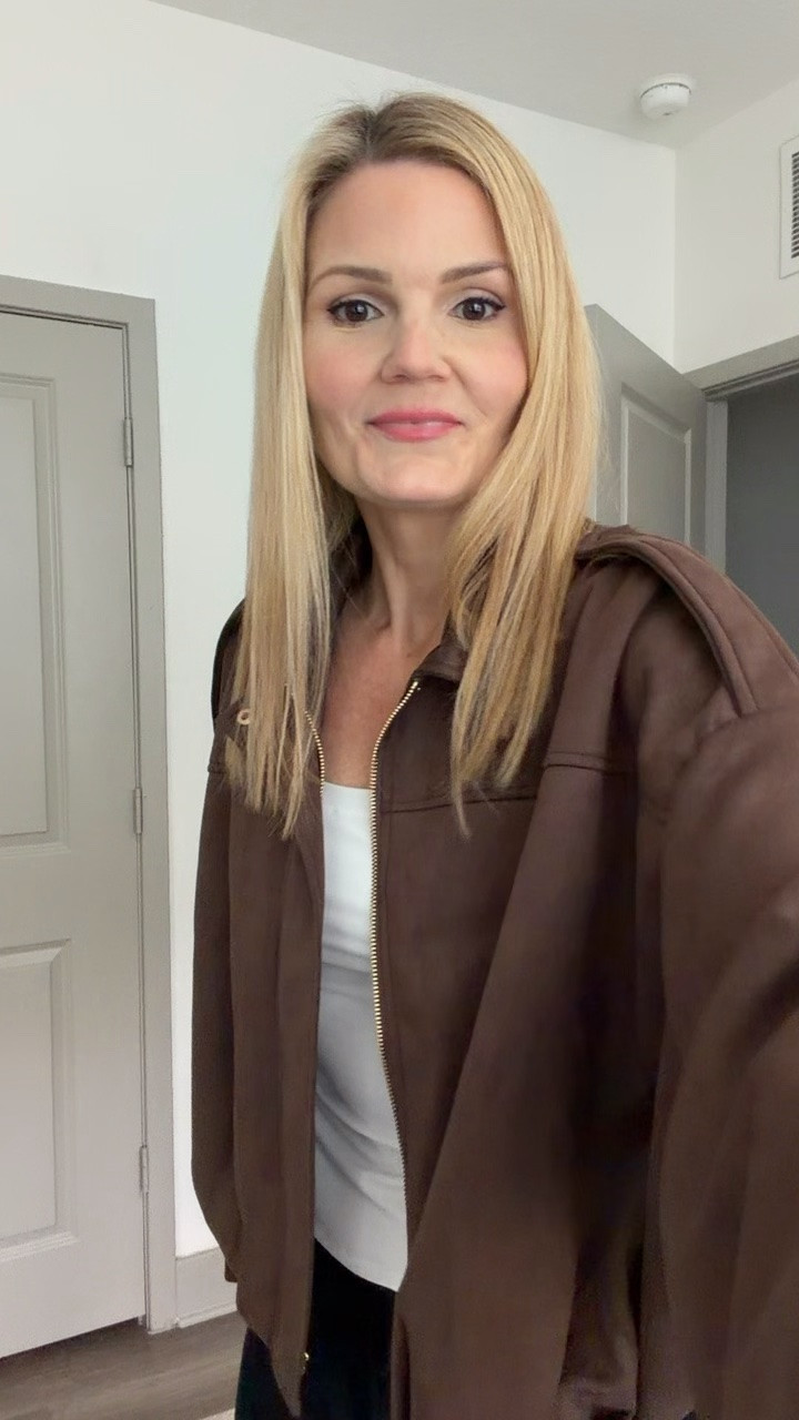New faux suede cropped bomber jacket from Amazon. Wearing the size small.

#LTKootd #LTKOver40 #LTKSeasonal