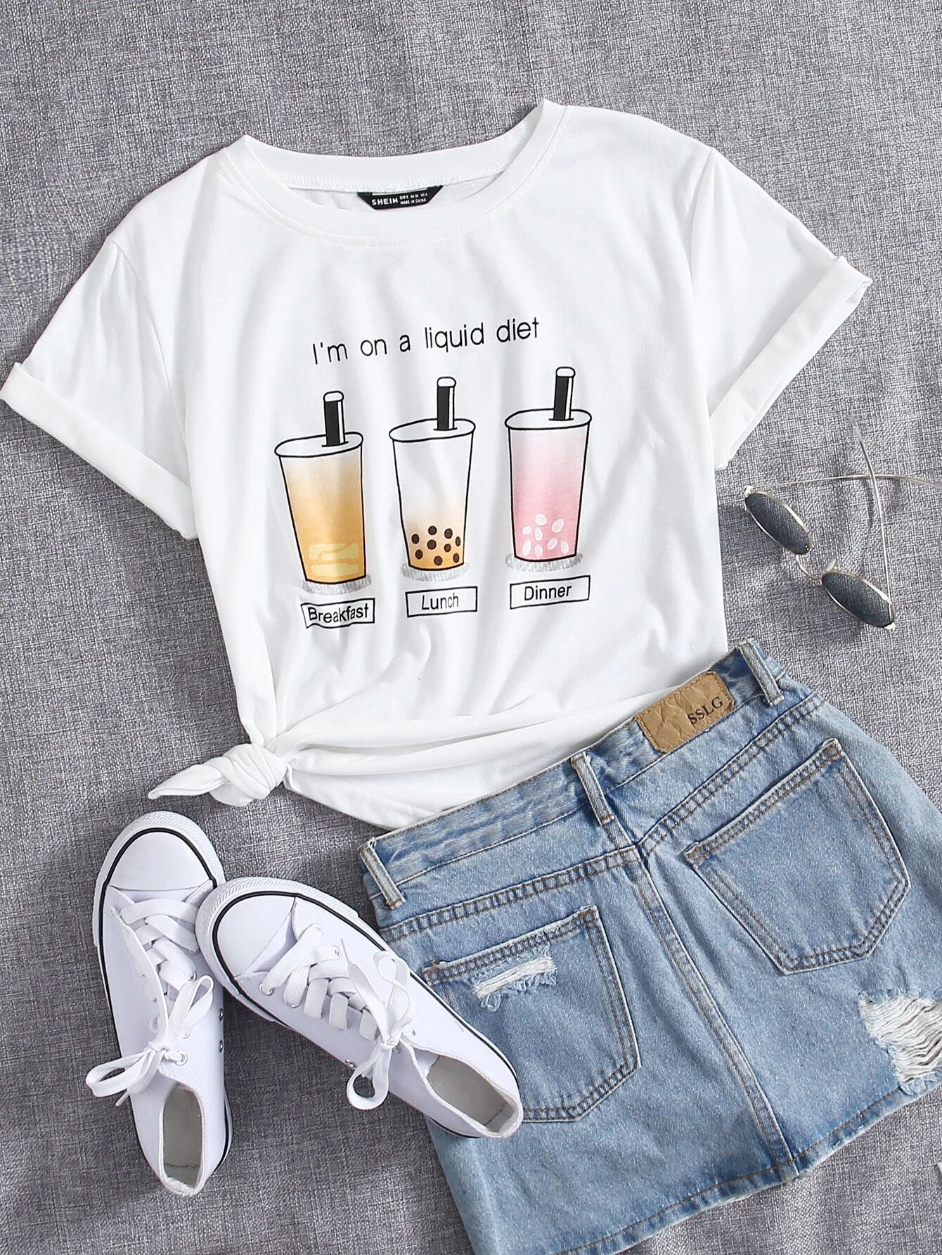 Slogan & Cartoon Graphic Tee | SHEIN