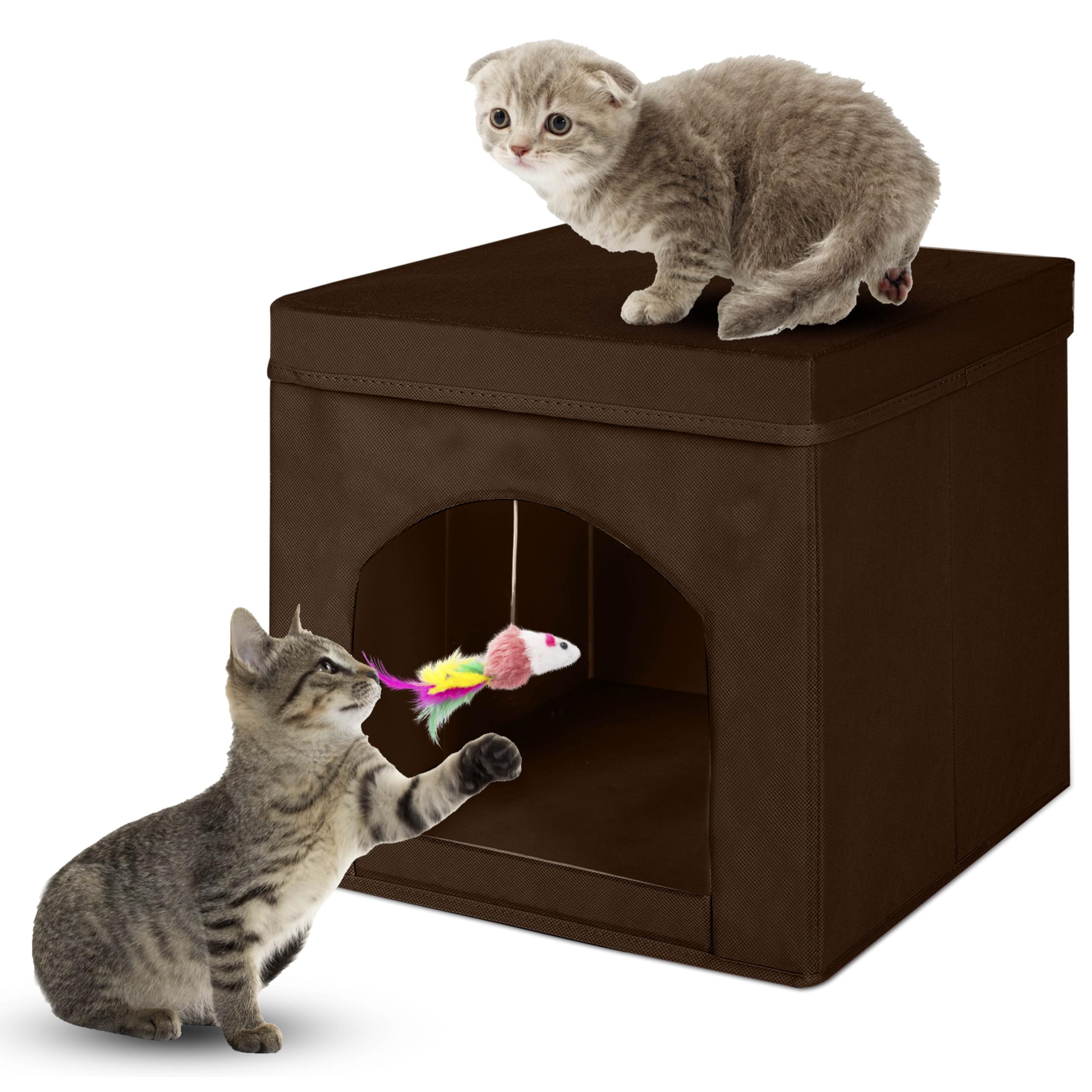 ShellKingdom Collapsible Cat House, Foldable Kitty Cat Cube and Cat Cave with Bed, Colorful Cat S... | Amazon (US)