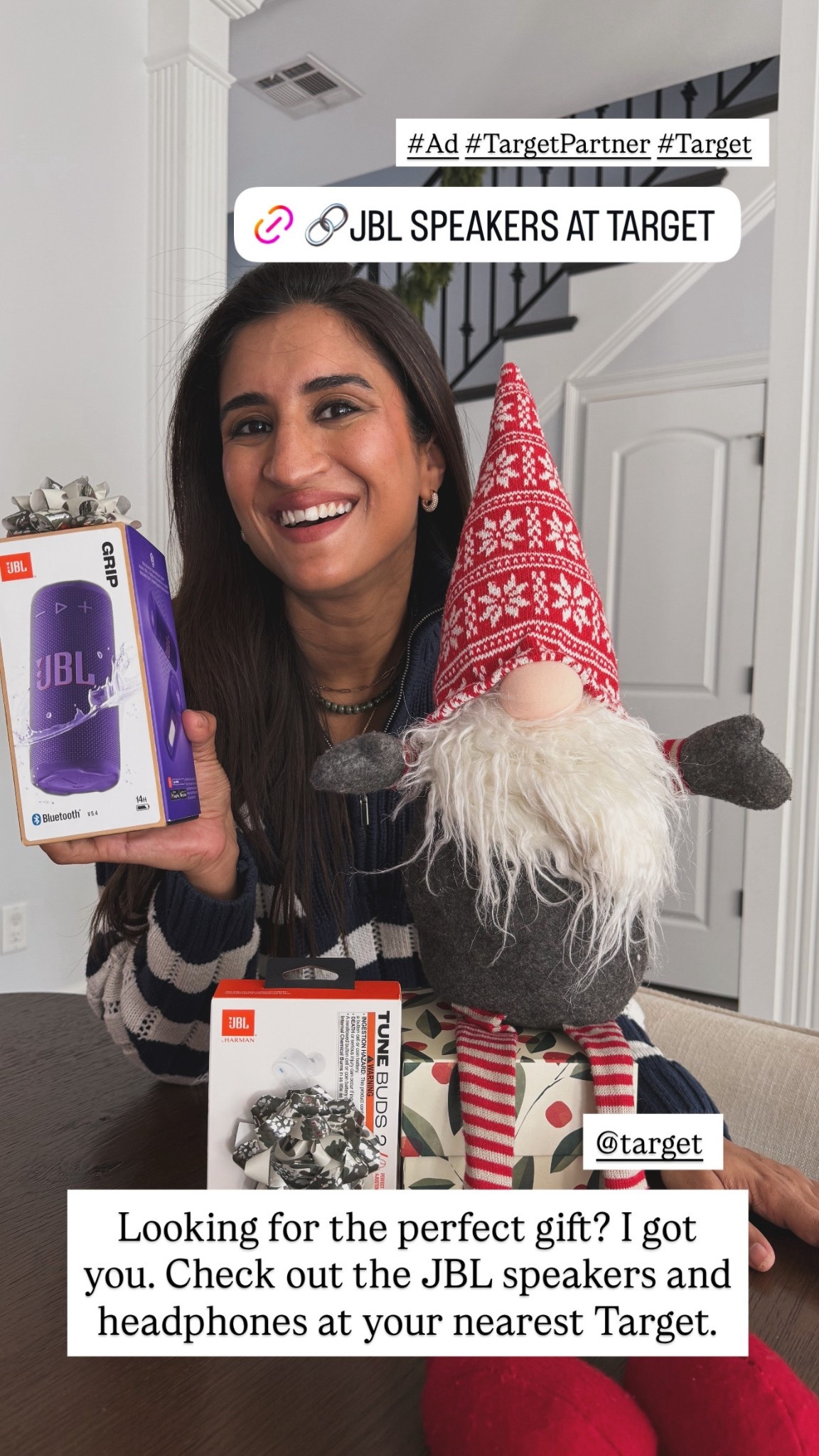 #AD Gift giving is my love language. I picked up the JBL grip speaker for a friends holiday housewarming party, and the JBL tune 2 buds for Laila. Both available at Target. 
@Target @jblaudio#Target #TargetPartner 