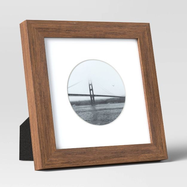 7.02&#34; x 7.02&#34; Matted to 4&#34; x 4&#34; Single Image Table Frame with Circle Gray - Thres... | Target