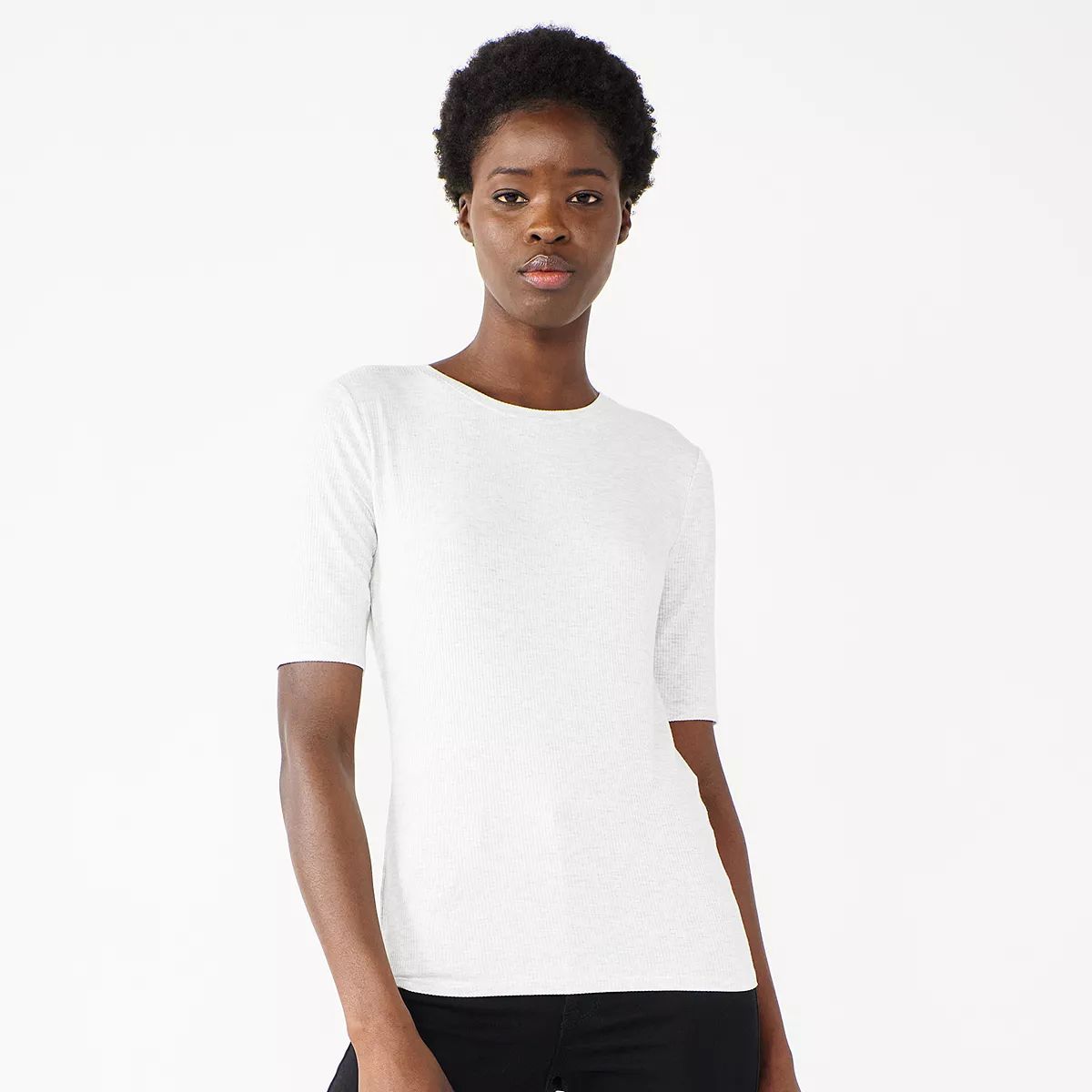 Women's Nine West Ribbed Fitted Elbow-Sleeve Tee | Kohl's