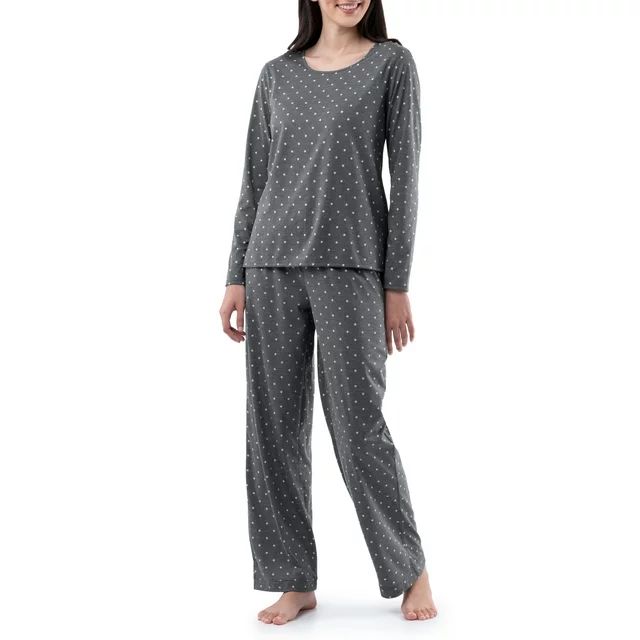 Fruit of the Loom Women's and Women's Plus Soft & Breathable Long Sleeve Pajama Set, 2-Piece | Walmart (US)