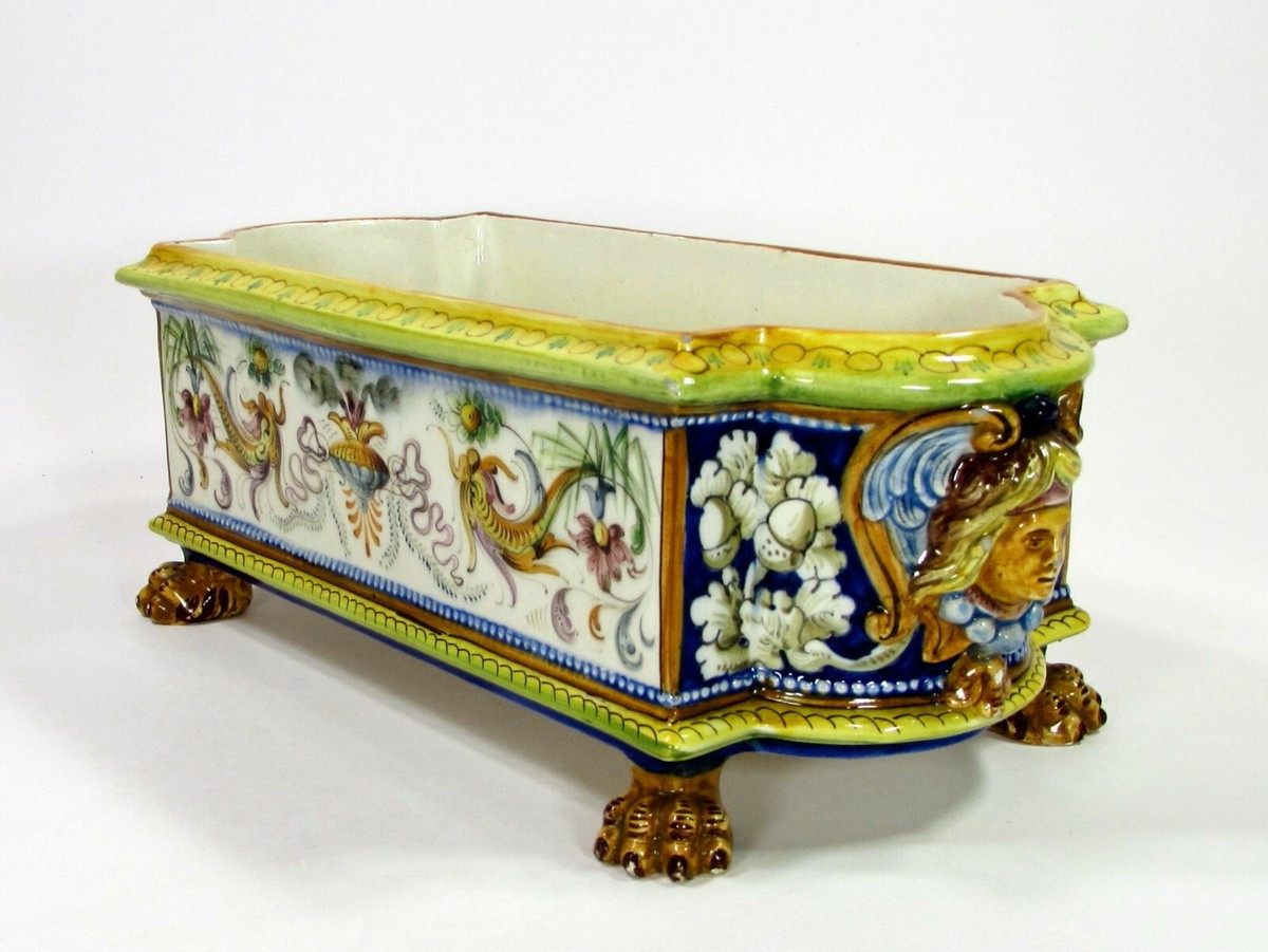 Societa Ceramica Colonnata 14" Jardiniere Cachepot Claw Foot Italian Majolica | eBay US