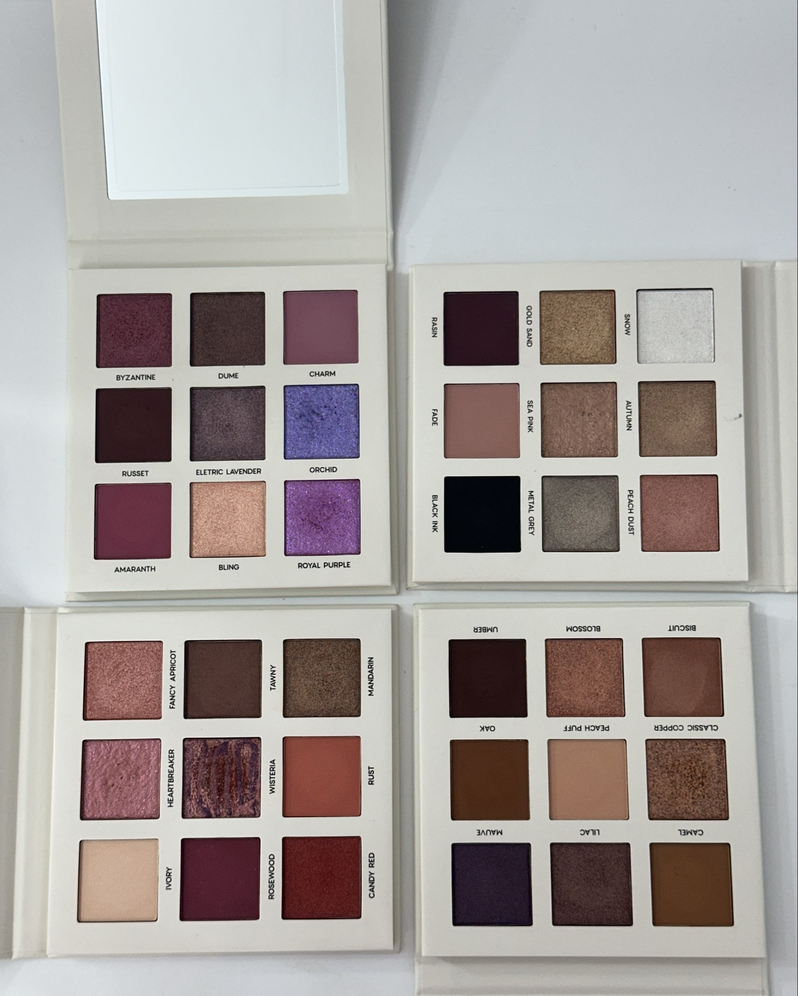 As novas paletas da Océane tão a coisa mais linda! Olha esses swatches! #paletadesombras #oceane #maquiagemnacional #maquiagembrasileira #sombra 