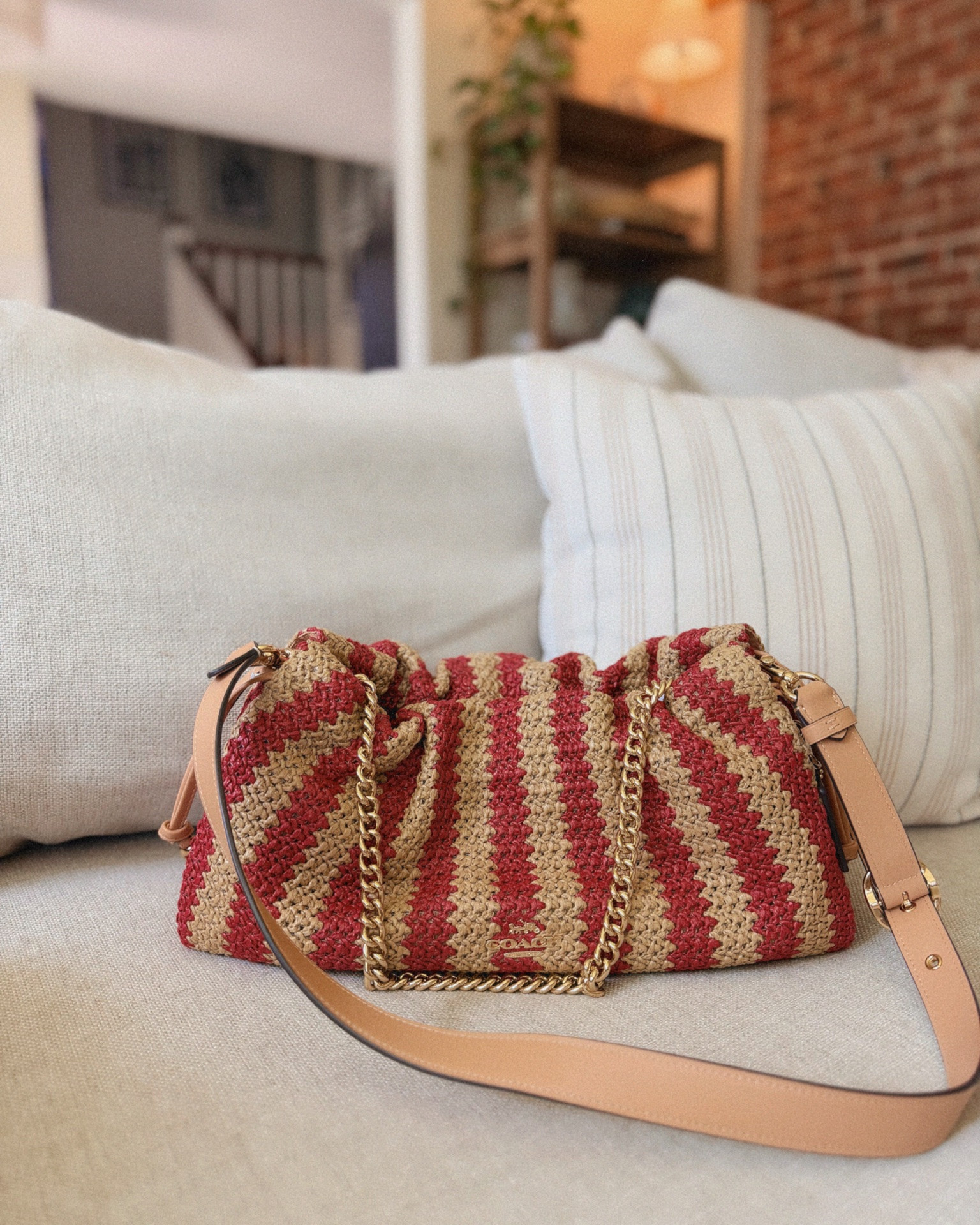 New summer bag 😍 obsessed with the stripes so so much!!!! Gold chain and leather strap included. Perfect size! 

Coach, coach outlet, striped bag, red for summer, coach girl

#LTKSaleAlert #LTKmomlife #LTKselfcare