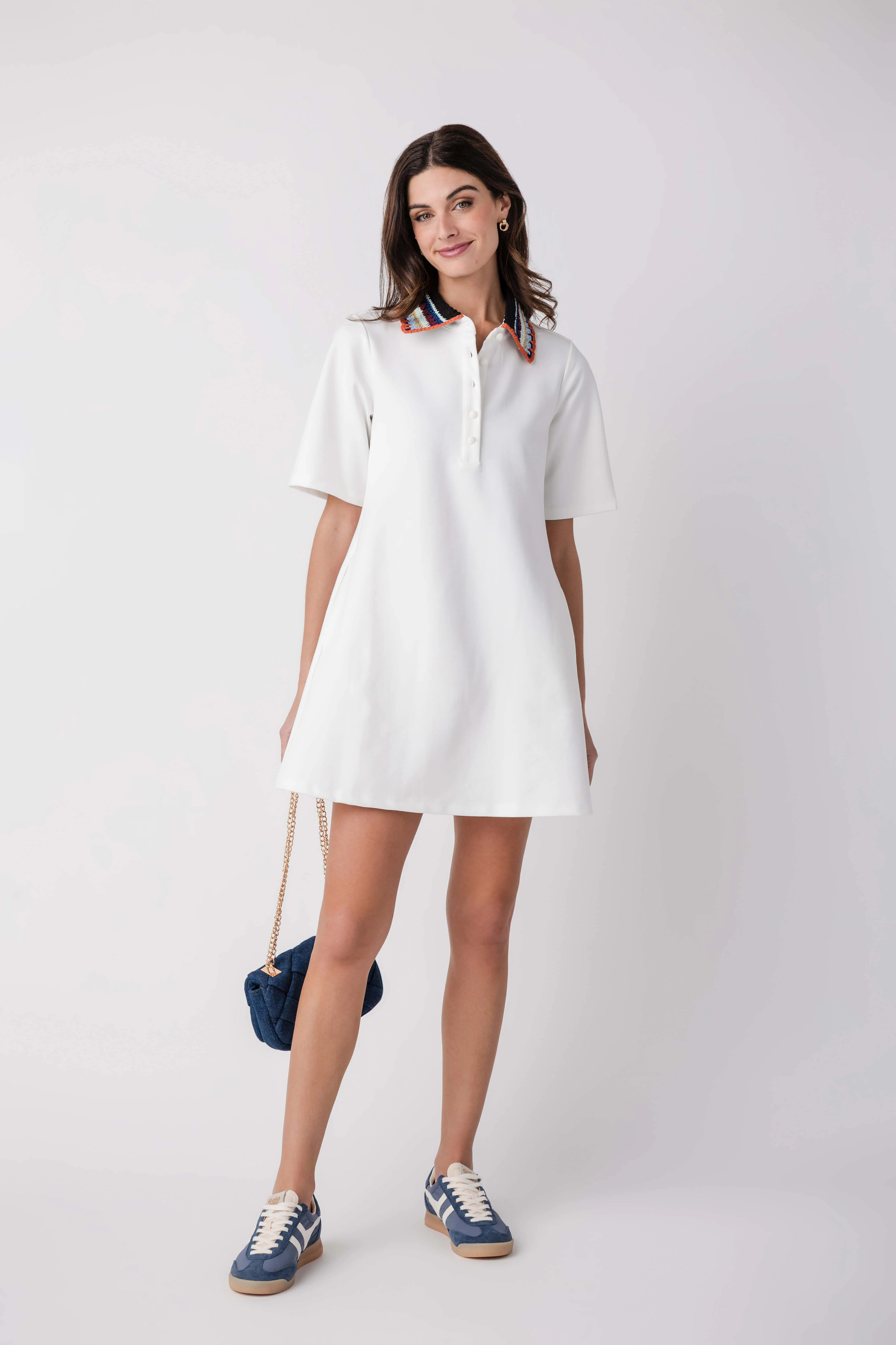 English Factory Knitted Collar A-line Shirt Dress | Social Threads