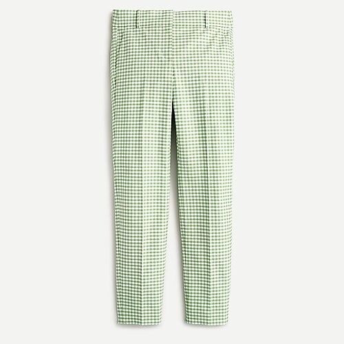 Cameron bi-stretch cotton pant in green gingham | J.Crew US
