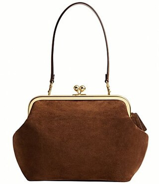 COACH Kisslock 27 Suede Frame Shoulder Bag - Warm Brown | Dillard's