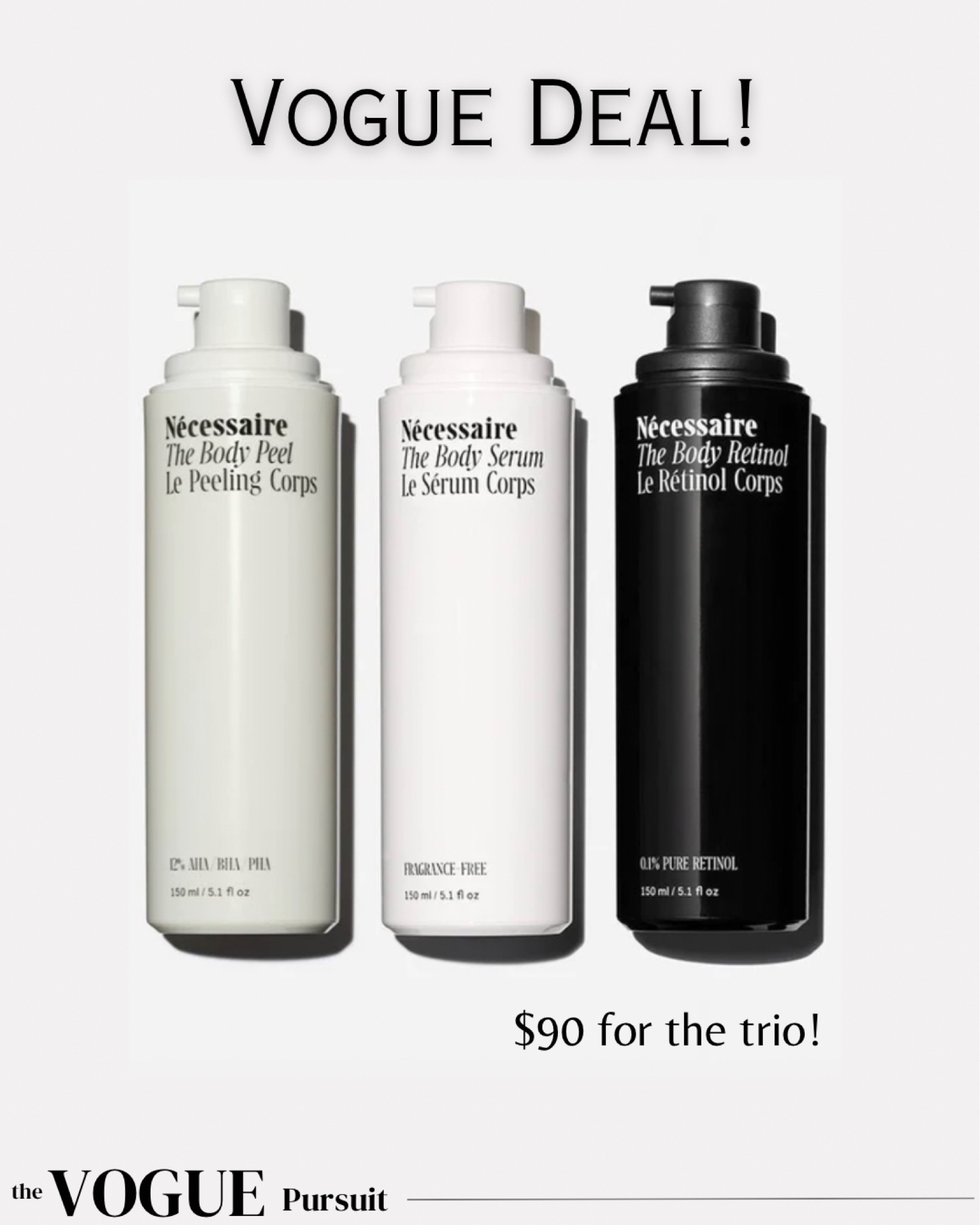 Necessaire trio on sale! Body retinol, body serum and body peel. This deal is good and will sell out. $65 savings 

#LTKfindsunder100 #LTKbeauty #LTKstyletip