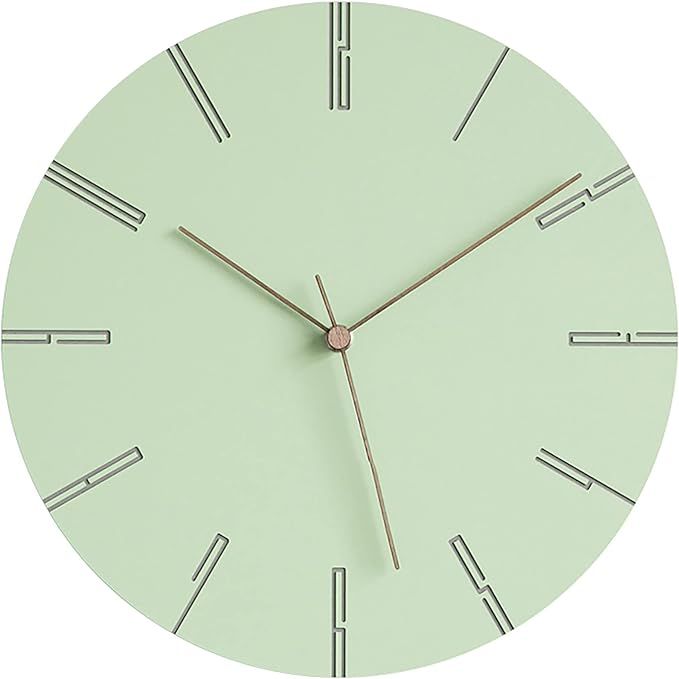 Modern Minimalist Silent Wall Clock Green Pastel Collection | Amazon (US)