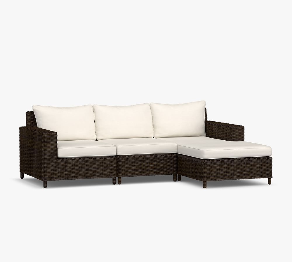 Torrey Wicker 3-Piece Single Chaise Outdoor Sectional | Pottery Barn (US)
