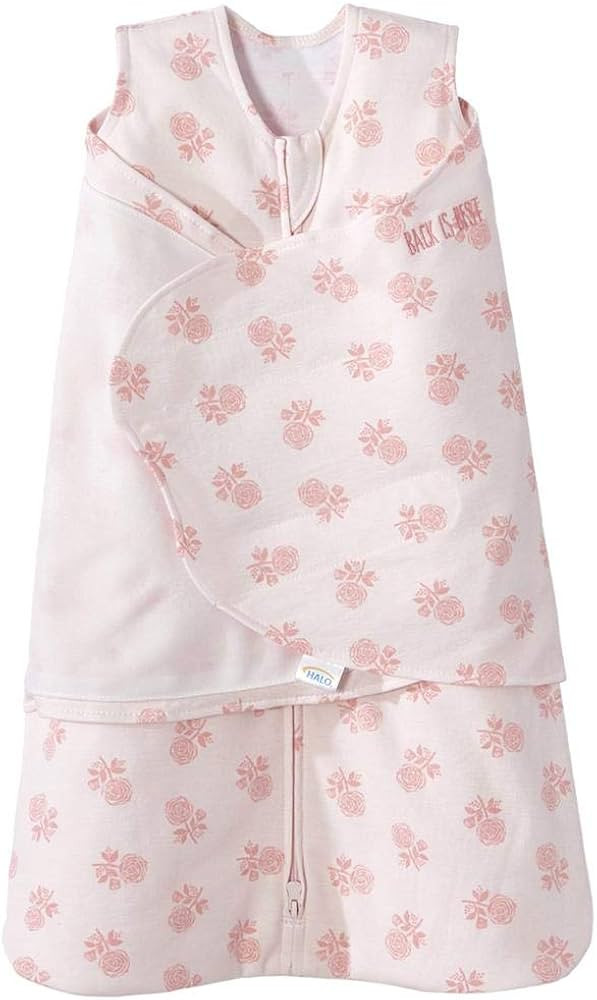 HALO 100% Cotton Sleepsack Swaddle, 3-Way Adjustable Wearable Blanket, TOG 1.5, Watercolor Rose Toss Blush, Small, 3-6 Months | Amazon (US)