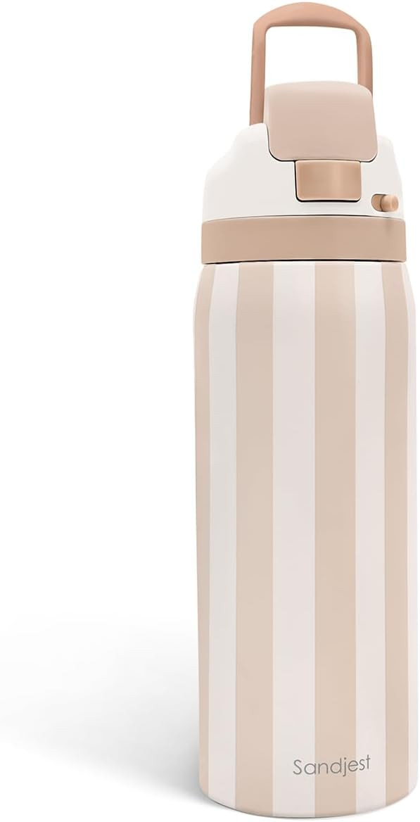 Stripe Insulated Stainless Steel Water Bottle with Straw for Sports and Travel, 32oz, Gifts for W... | Amazon (US)