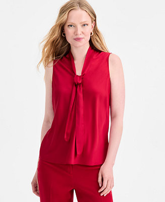 Women's Tie-Neck Sleeveless Top, Regular & Petite | Macy's