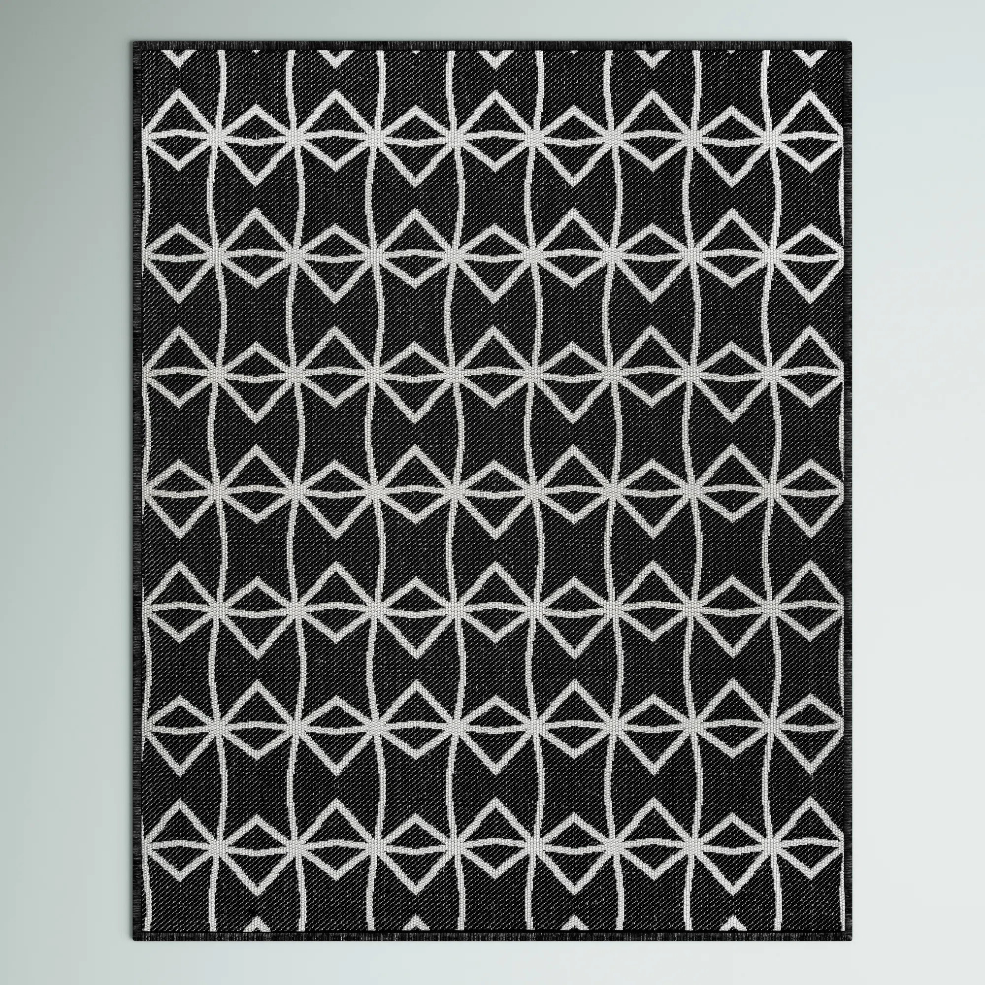 Bellino Geometric Machine Woven / Power Loomed Black Indoor/Outdoor Patio Rug | Wayfair North America