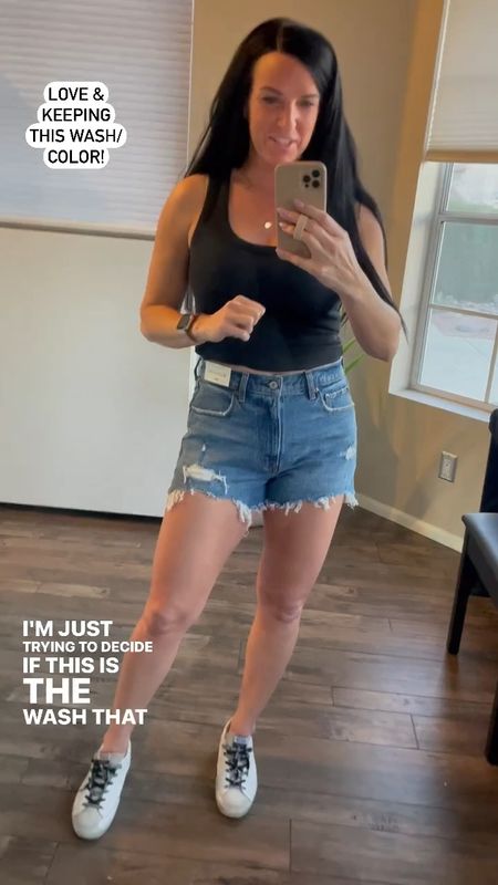 My favorite Abercrombie denim shorts are 25% off PLUS an additional 15% off with code JENREED! They have some stretch and come in more washes— some also have no distressing and real hems instead of the raw hem. This is the 2.5” length but they also come in a 4” length.

These denim shorts fit TTS. If you are between sizes, I recommend sizing up.

#LTKSaleAlert #LTKStyleTip #LTKFindsUnder50