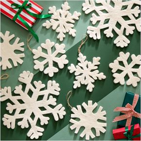 Felt Snowflake Ornaments (Set of 8) | West Elm (US)