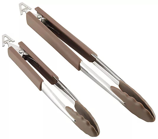 Anolon SureGrip Nonstick Nylon Locking Tongs Set 2-Piece - QVC.com | QVC