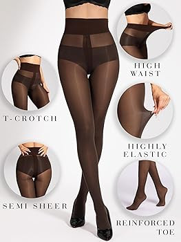 HOTBOSS Unbelievable Durability Tights, Rip Resistant Pantyhose, 40D Semi Sheer High Waist T-Crot... | Amazon (US)