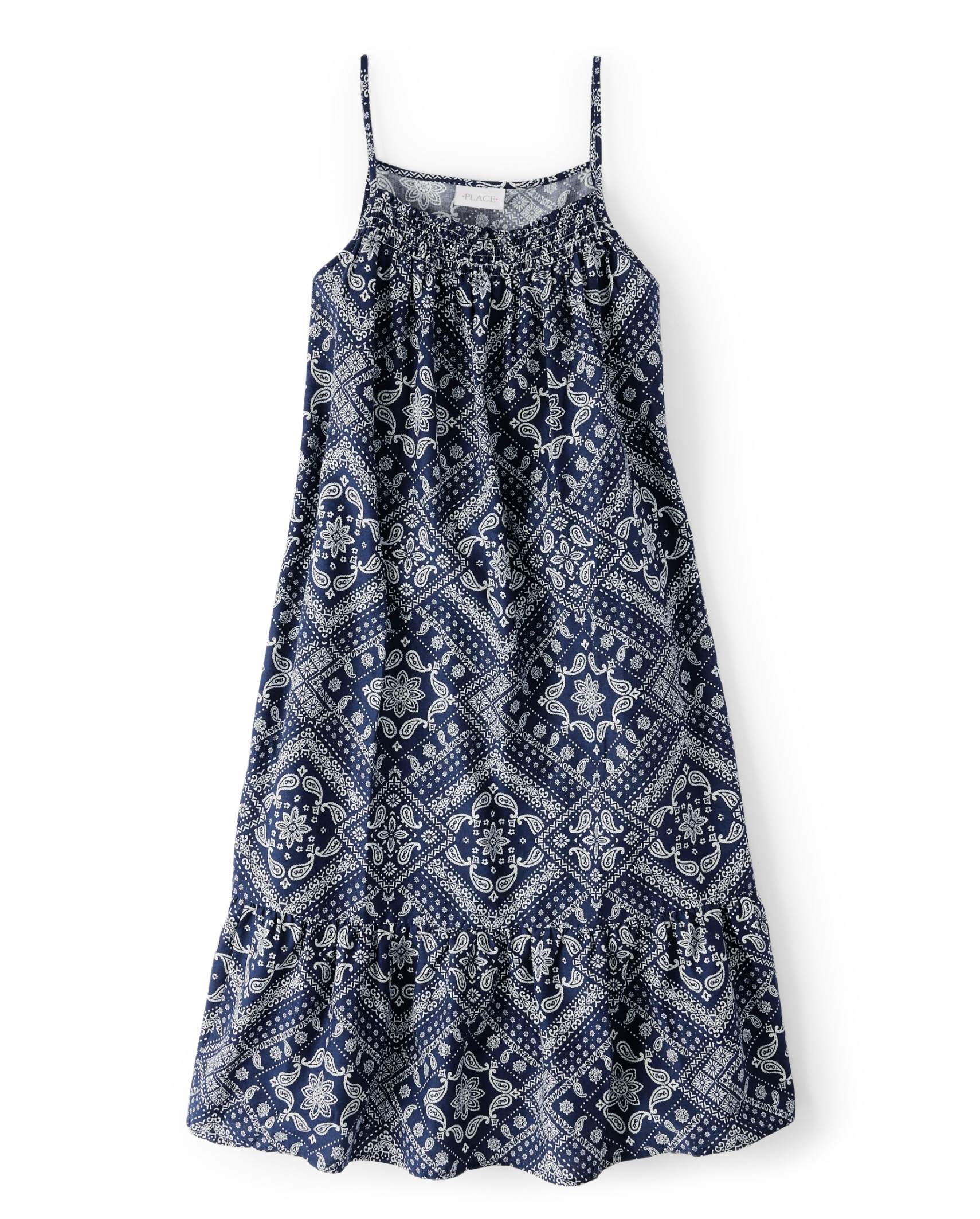 Womens Sleeveless Matching Family Bandana Print Knit Ruffle Dress | The Children's Place  - TIDAL | The Children's Place