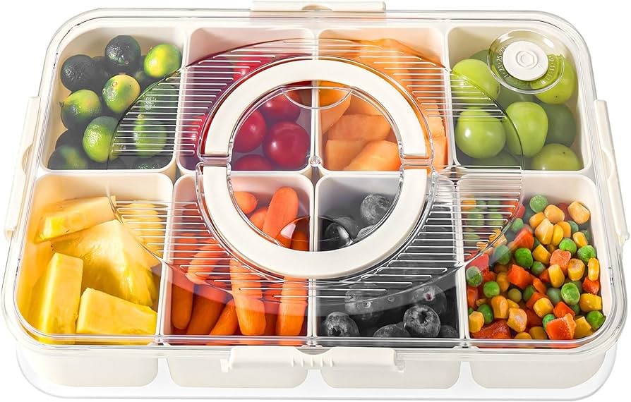 LUXEAR Divided Serving Tray with Lid and Handle Snack Box Charcuterie Container Dishwasher Safe 8... | Amazon (US)
