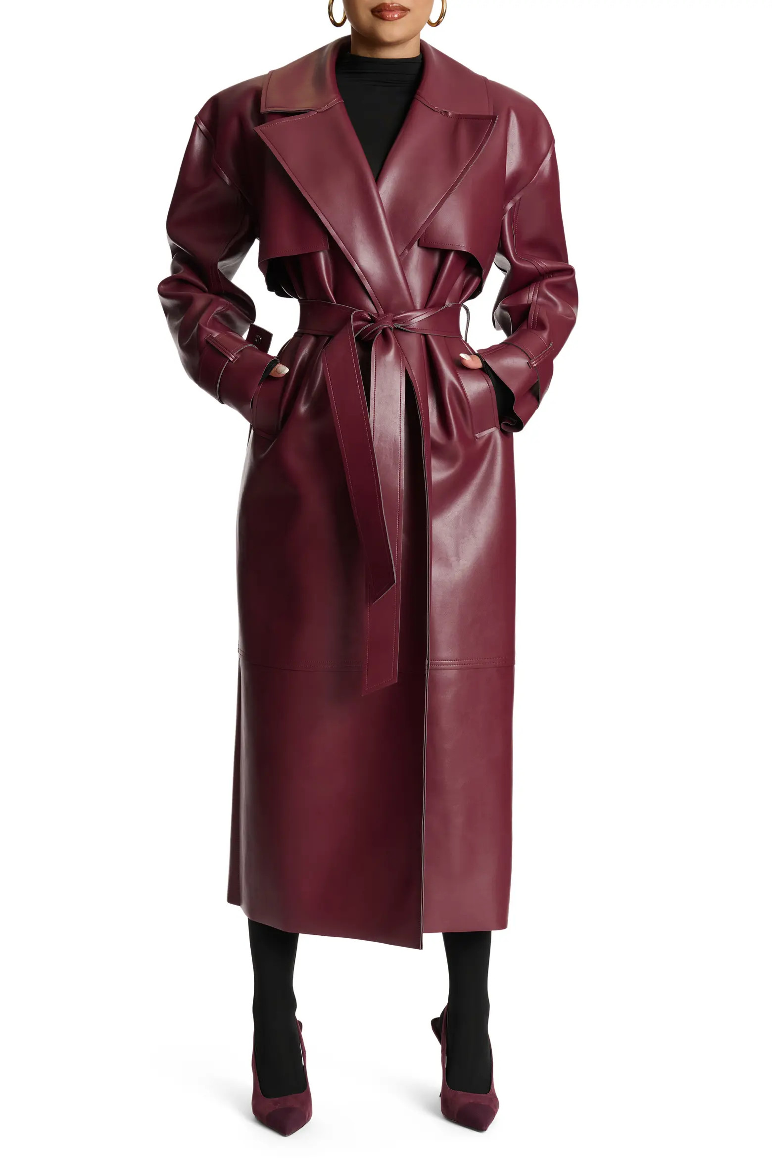 Naked Wardrobe Faux Leather Trench Coat (Women) | Nordstrom | Nordstrom