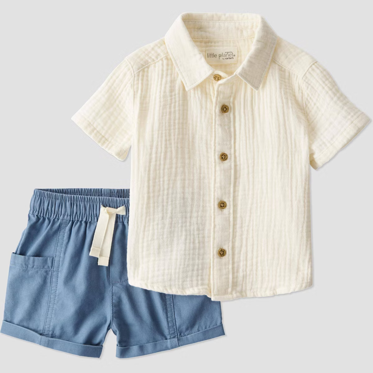 Little Planet by Carter's Organic Baby Boys' Woven Solid Coordinate Set | Target