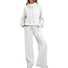AUTOMET Lounge Sets for Women Sweatsuits 2 Piece Outfits 2025 Fall Drawstring Sweatshirt Wide Leg... | Amazon (US)