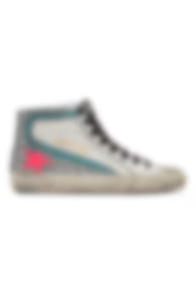 White & Silver Glitter Slide Sneakers | SSENSE 
