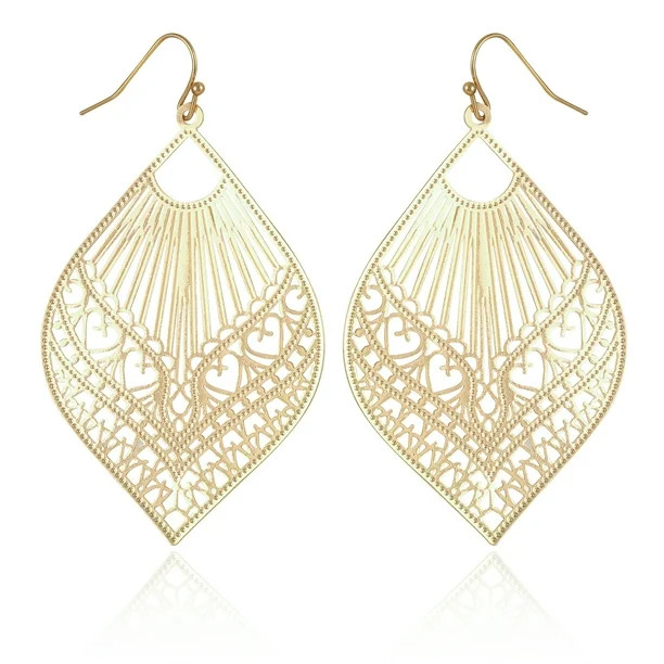 Time and Tru Women's Filagree Metal Boho Fishhook Basic Fashion Earrings | Walmart (US)